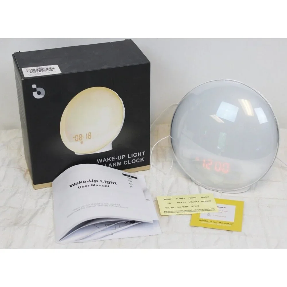 Wake up Light Alarm Clock Sunrise Sunset Sim FM Radio Nature Sounds LED Digital